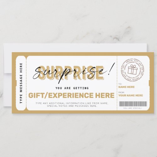 Birthday Surprise Gift Ticket Certificate Template