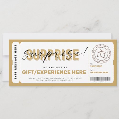 Birthday Surprise Gift Ticket Certificate Template