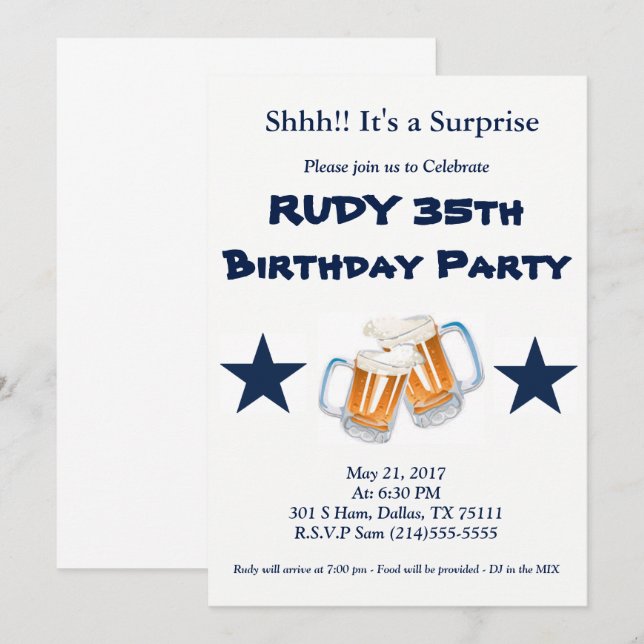 Birthday Surprise Invitation (Front/Back)