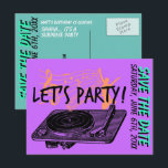 Birthday Surprise Party 60s Save the date Announcement Postcard<br><div class="desc">Vintage customizable Surprise Party Save the date Postcard with a retro illustration of record player. 60s style.       60th Birthday 60s Let's Party Save the date Postcard by Vintage_Graphic_Art  Browse Surprise party save the date Postcards online at Zazzle.com </div>