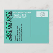Birthday Surprise Party 60s Save the date Announcement Postcard (Back)