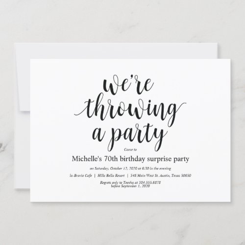 Birthday surprise party invitation cards