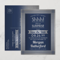 Birthday Surprise Party Navy Blue Save the Date