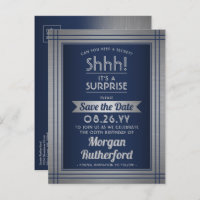 Birthday Surprise Party Navy Blue Save the Date
