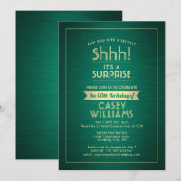 Birthday Surprise Party Shhh! Brushed Green & Gold