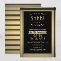 Birthday Surprise Party Shhh! Elegant Black & Gold