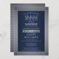 Birthday Surprise Party Shhh! Elegant Navy Blue