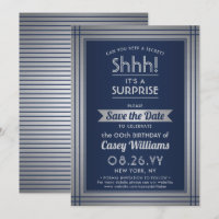 Birthday Surprise Party Shhh! Elegant Navy Blue