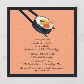 Birthday Sushi Party Flat Invitation by all_items at Zazzle