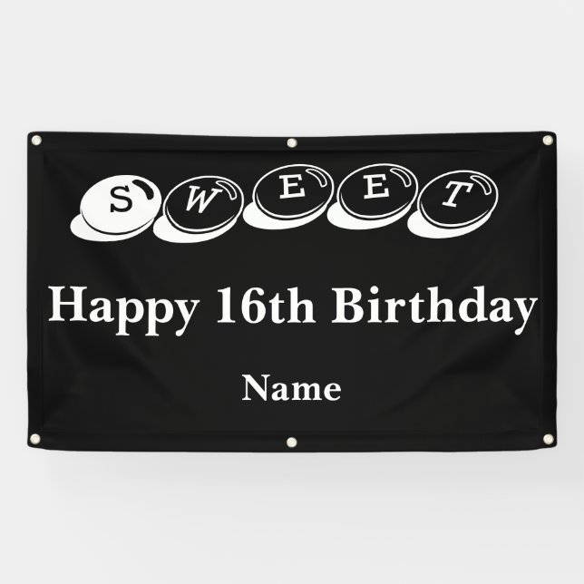 Birthday Sweet 16 Banner (Horizontal)