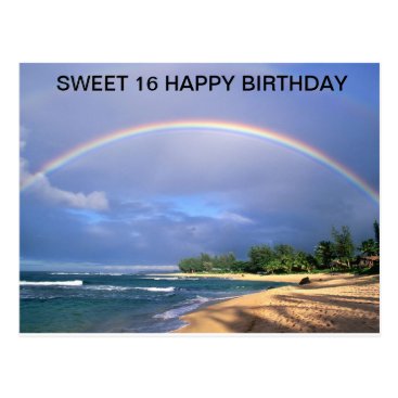 Birthday/ Sweet 16/ rainbow over beach postcard Birthday/ Sweet 16/ rainbow over beach postcard