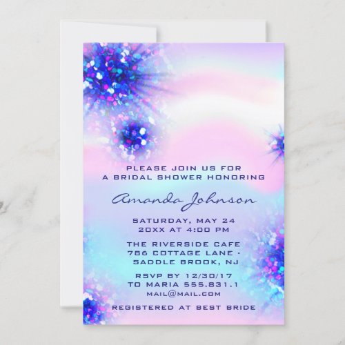 Birthday  Sweet 16th Holographic Blue Event Invitation