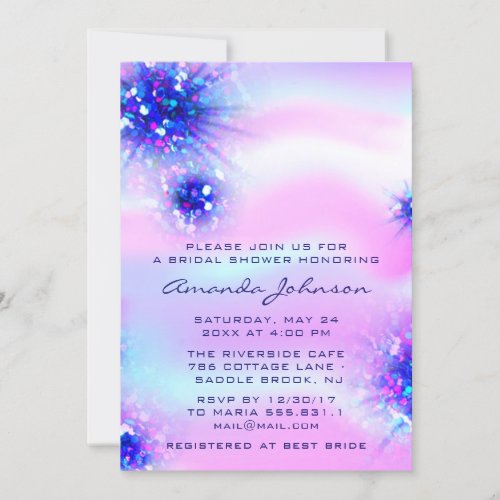 Birthday  Sweet 16th Holographic Blue Pink Invitation