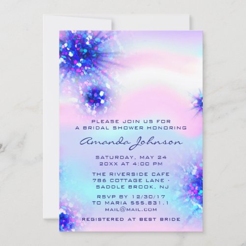 Birthday  Sweet 16th Holographic Blue Unicorn Invitation