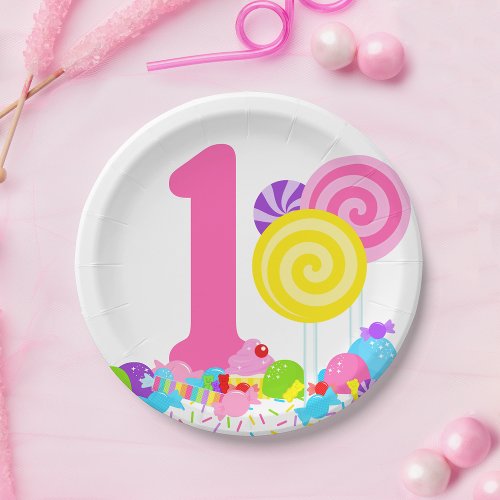 Birthday Sweet Candy Lollipop Paper Plates