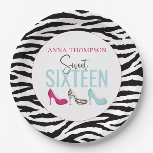 Birthday Sweet Sixteen Cute Girl Colorful Shoes Paper Plates