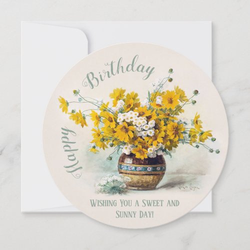 Birthday Sweet  Sunny Paul de Longpre flowers Card