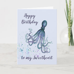 Birthday Sweetheart Fun Romantic Octopus Humor Card