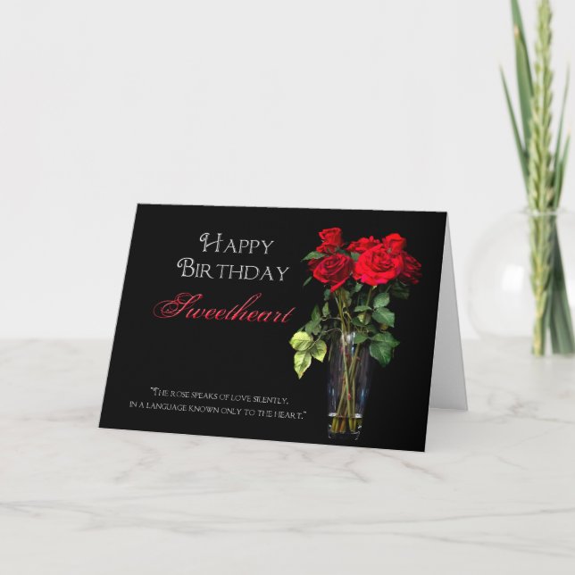 Birthday - Sweetheart - Red Roses Card (Front)