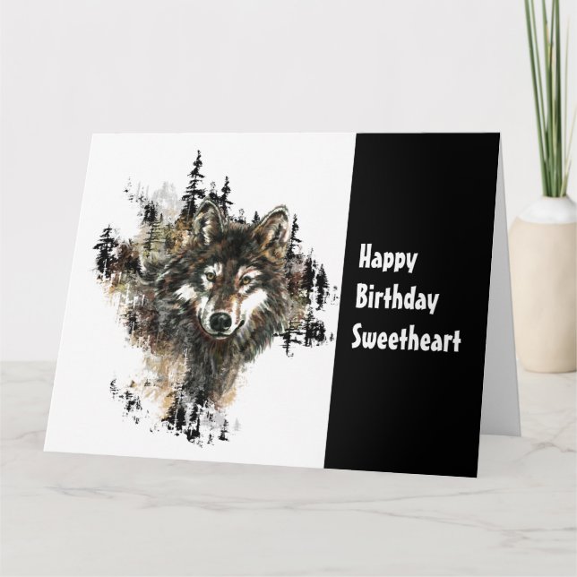 Birthday Sweetheart Wild Thing Wolf Humor Art Card (Front)