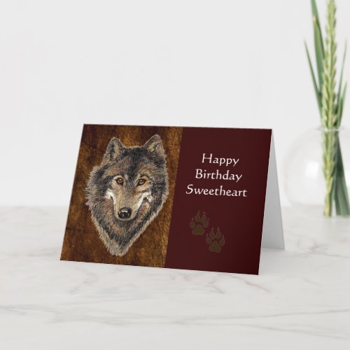 Birthday Sweetheart Wolf WolvesAnimal Nature Card