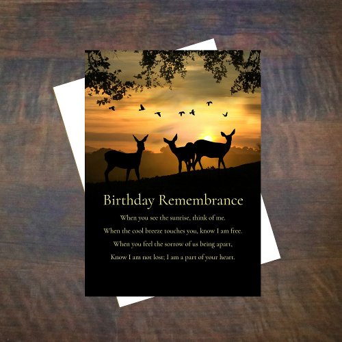 Birthday Sympathy Remembrance with Deer and Poem Card