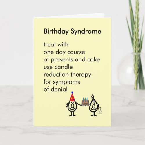 Birthday Syndrome _ a funny birthday poem Card