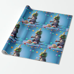 Birthday T-Rex Wrapping Paper