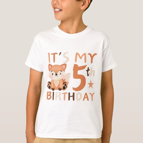 Birthday t_shirt _ Its my 5th Birthday _ cute fox