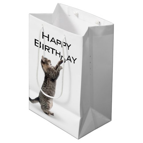 Birthday Tabby Cat   Medium Gift Bag