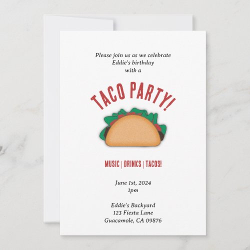 Birthday Taco Party Invitation
