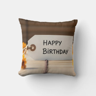 Birthday tag flower decoration throw pillow