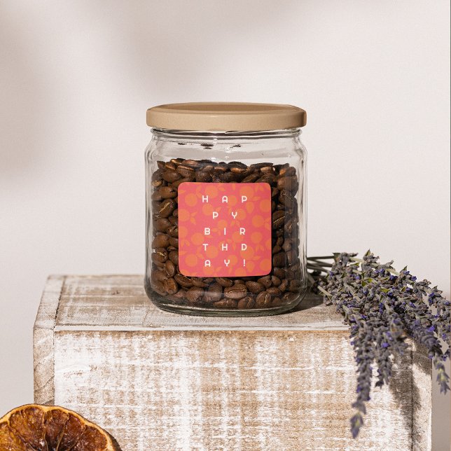 Birthday tangerine pattern square sticker (Creator Uploaded)