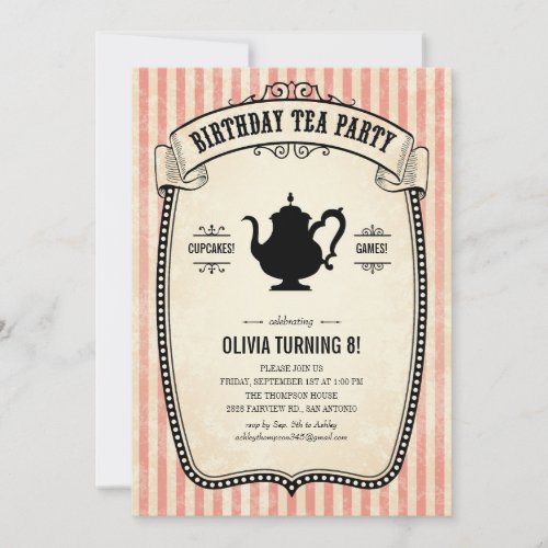 Birthday Tea Party Invitations