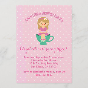 Birthday Tea Party Invitations Par-tea Invite Girl
