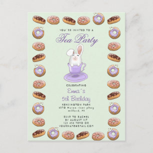 birthday tea party invite bunny and donuts