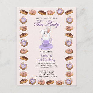 birthday tea party invite bunny and donuts