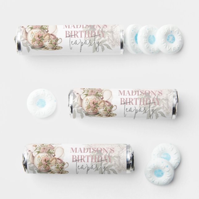 Birthday Tea Party Personalized Floral Breath Savers® Mints (Assorted)