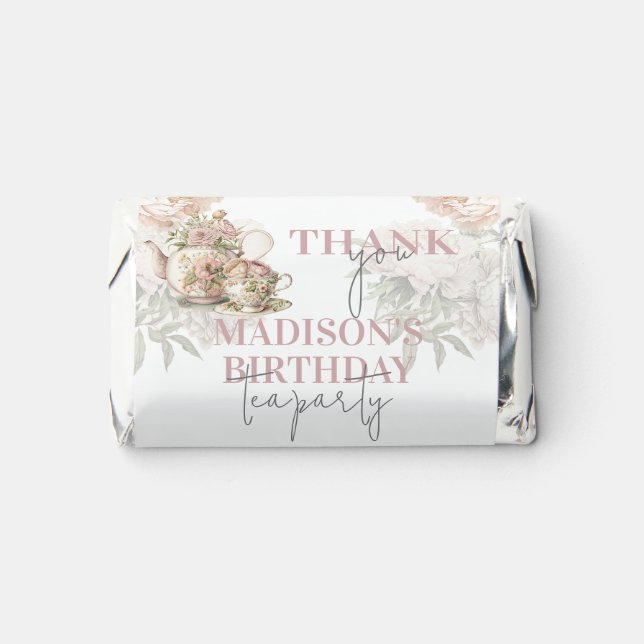 Birthday Tea Party Personalized Floral Hershey's Miniatures (Front)