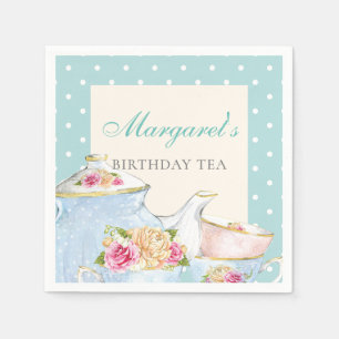 Birthday Tea Party Personalized Polka dot Napkins