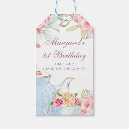 Birthday Tea Party Thank you Gift Tags