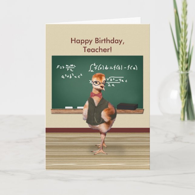 Birthday, Teacher, Baby Bird, Customizable Card (Front)
