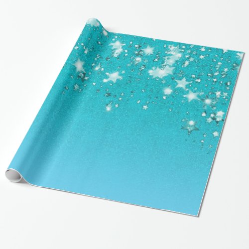 Birthday teal glitter blue sea green sparkle wrapping paper