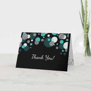 Birthday Teal Silver Thank You Note