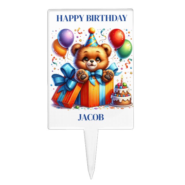 Birthday Teddy Bear Cake Topper (Front)