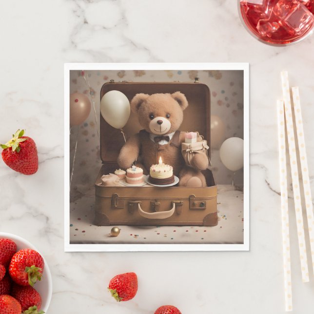 Birthday teddy bear napkins (Insitu)