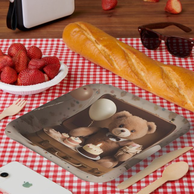 Birthday teddy bear paper plates (Picnic)