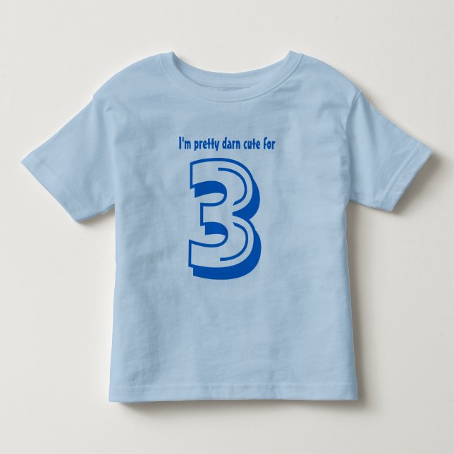 Birthday Tee for Three Year Old Darn Cute V023 (Front)