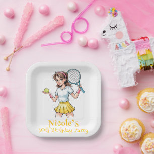 Birthday Tennis Ace Girl Celebration Paper Plates