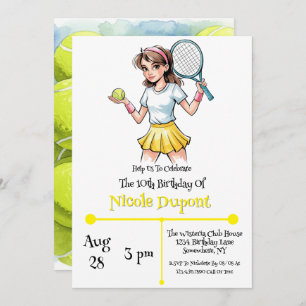 Birthday Tennis Ball Girl Celebration  Invitation
